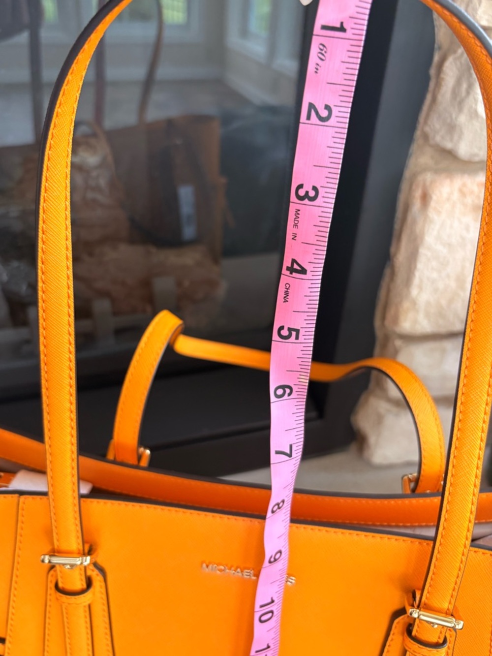 Michael Kors Bright Yellow-Orange Voyager Leather Tote - Picture 8 of 8